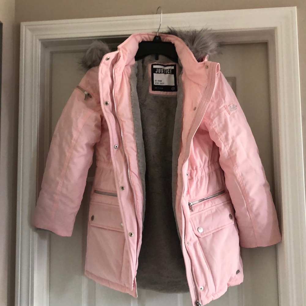 Brand new WT winter parka by justice. Soft grey lining.
